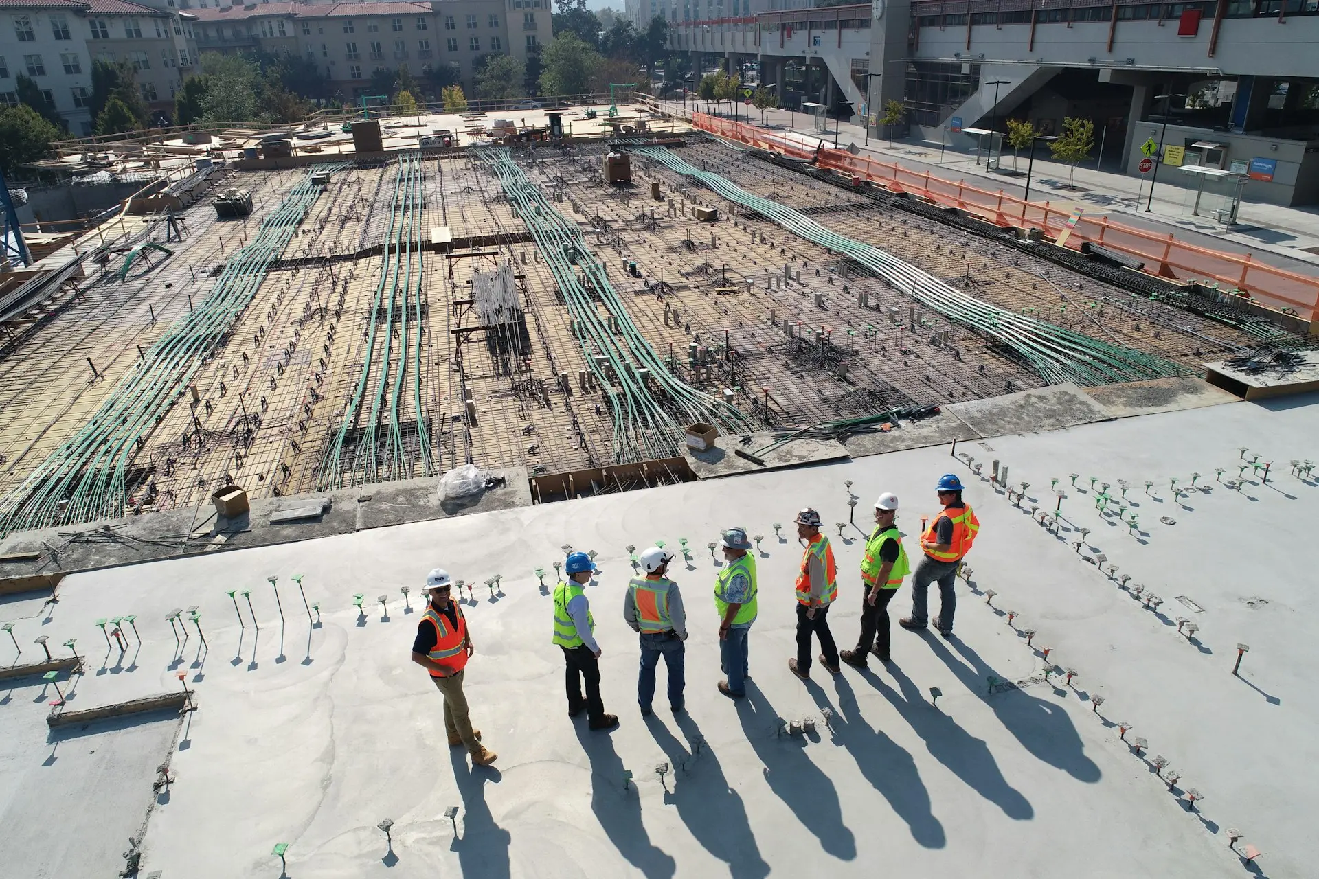 Construction team on a slab